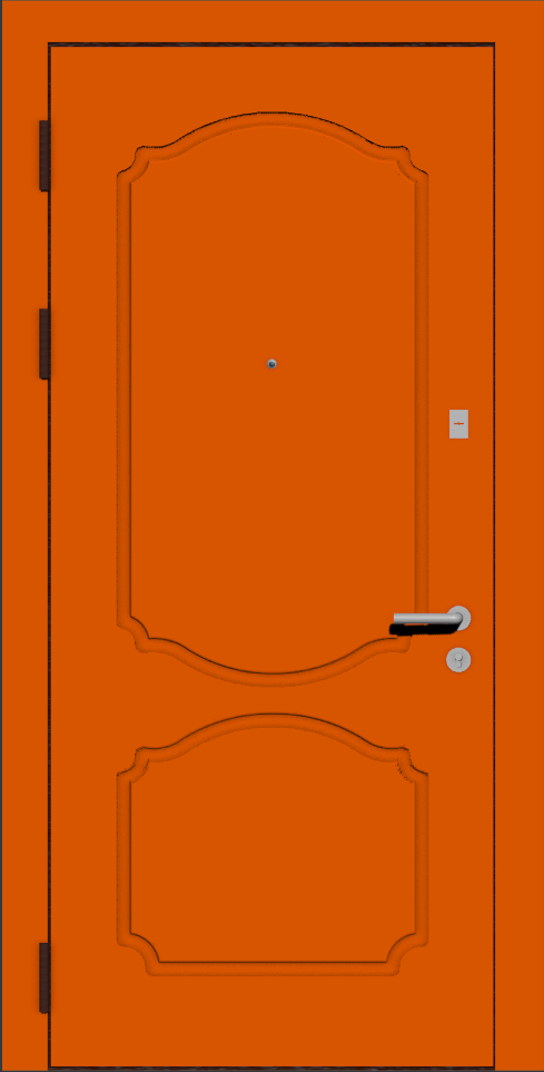 Металлическая входная дверь с отделкой эмаль оранжевая